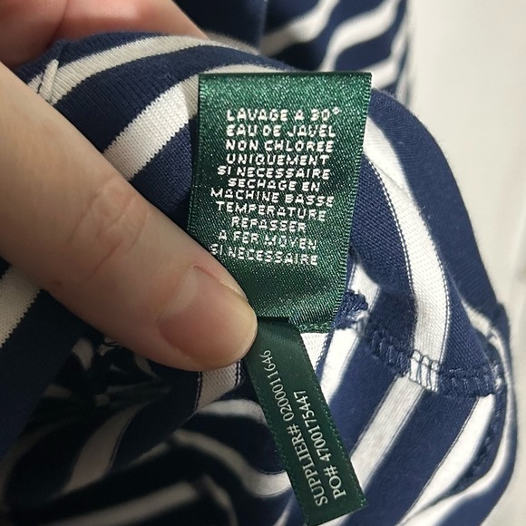 Lauren Ralph Lauren LRL Navy Striped Cotton Blazer Size XL Gold Button Details - Picture 8 of 12